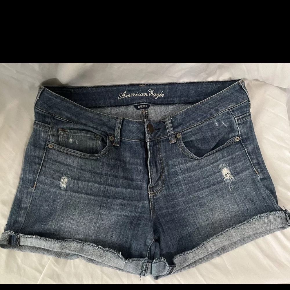 AE American Eagle Womens Midrise Shorts Denim Cutoffs Stretch Sz 12